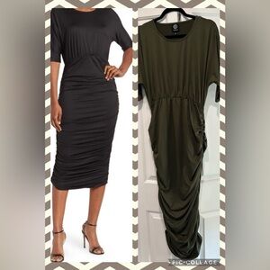 NWOT Dolman sleeve rushed green midi dress